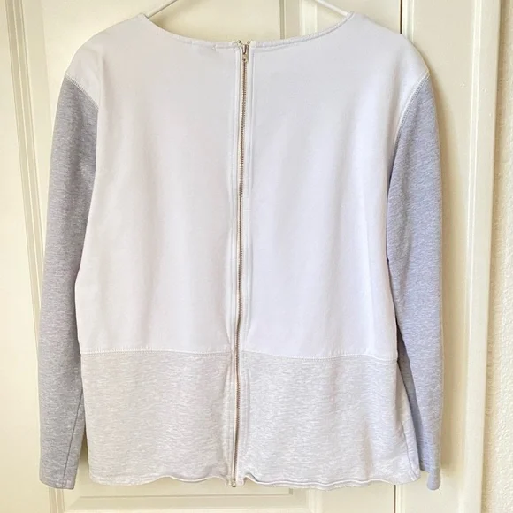J. Crew gray and white fitted sweatshirt top, size M. - Picture 2 of 5